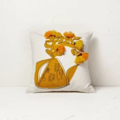 Floral Watering Pitcher Square Throw Pillow With Tassels - Opalhouse™ Designed With Jungalow™ -HomeVibe Store GUEST 295bbf4a 7932 4570 9c93 22f266108cb5