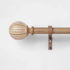 Carved Light Woodtone Ball Curtain Rod Natural - Opalhouse™ -HomeVibe Store GUEST 7e070734 076e 44dc 94e6 de22767e0af4