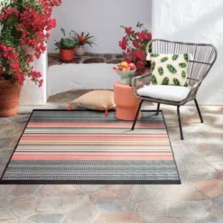 5' X 7' Outdoor Rug Multi Stripe Global Pink - Opalhouse™ -HomeVibe Store GUEST 849a4c76 29c9 486c a953 a03150bdac10