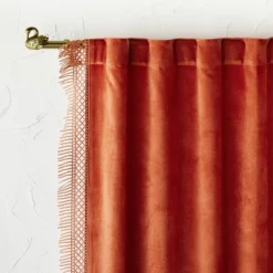 1pc Light Filtering Velvet Macrame Trim Window Curtain Panel Burnt Orange - Opalhouse™ Designed With Jungalow™ -HomeVibe Store GUEST 9bfd56a0 ad5c 4df0 98b1 851ec6623ce3