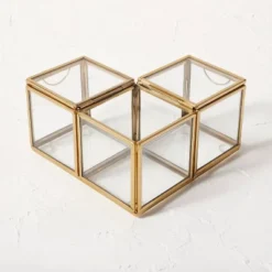 Metal Glass Decorative Box Gold - Opalhouse™ Designed With Jungalow™ -HomeVibe Store GUEST fc927fff 547b 4c4d 937a 78a22e5d52ae